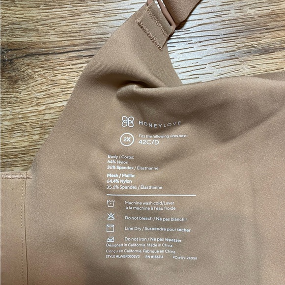 HoneyLove Wire Free CrossOver skin color tan Bra - Picture 10 of 10